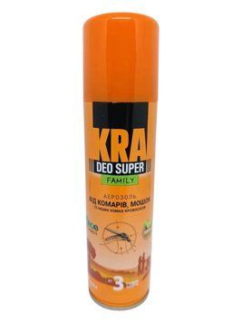 Аерозоль від комарів та мошок KRA Deo Super Family 150 мл засіб від шкідників KRA deo super Family фото