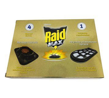 Пастка від тарганів Raid Max 4+1 механічна з приманкою 50 шт засіб для знищення комах 3256547 фото